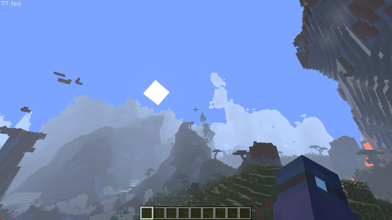 边界附近的物体与天空有明显断层